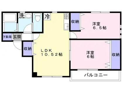 第五ラフィーヌ・北小金(2LDK/1階)の間取り写真