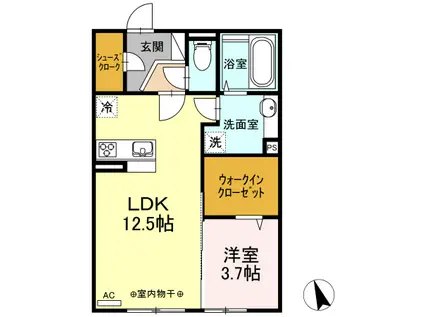フローレス(1LDK/1階)の間取り写真