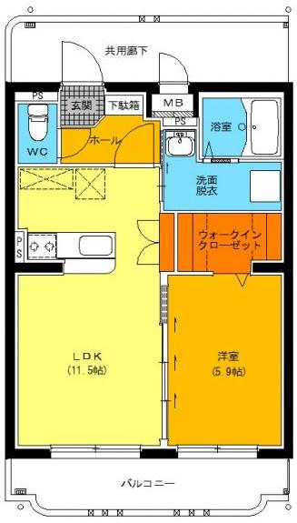 ユーミー金色(1LDK/2階)の間取り写真