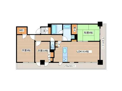 レジディアタワー仙台(3LDK/13階)の間取り写真