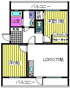 サンサシオン(2LDK/1階)の間取り写真
