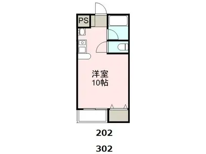 FUTABAII(ワンルーム/3階)の間取り写真
