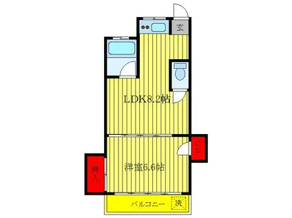 飯田荘(1LDK/2階)の間取り写真