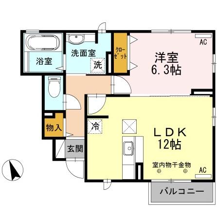 Y FLATS(1LDK/1階)の間取り写真