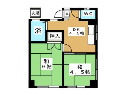 岩井マンション(2DK/3階)の間取り写真