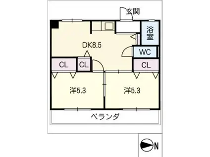 第2浅井ビル(2DK/4階)の間取り写真