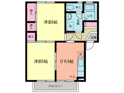 クレール中村(2DK/1階)の間取り写真