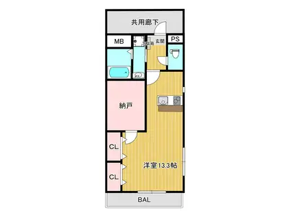 スターブル(1LDK/2階)の間取り写真
