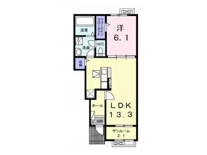 エクセレント ヴィラ II(1LDK/1階)の間取り写真