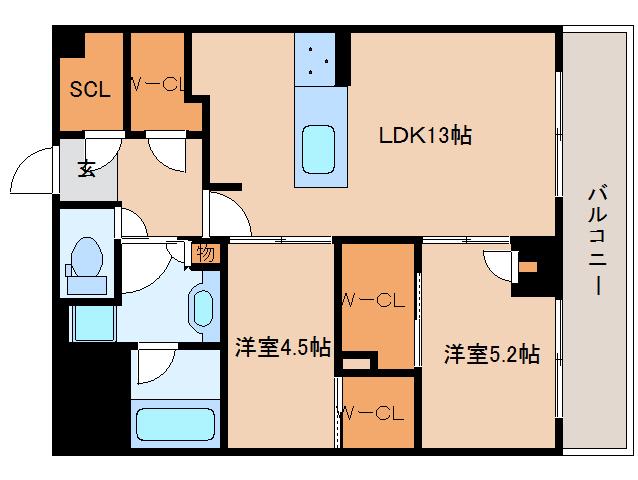 ラヴィーナ大和西大寺(2LDK/7階)の間取り写真