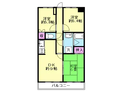 エムケイズワン(3DK/3階)の間取り写真