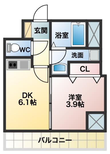 FREEDOM RESIDENCE 松原上田II(1DK/9階)の間取り写真