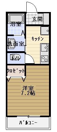 レジデンスK 弐番館(1K/2階)の間取り写真