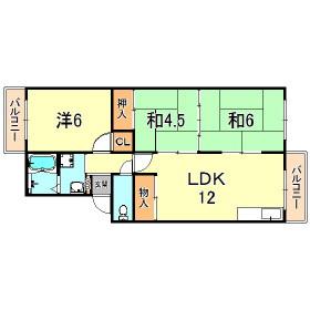 サンハイツ向陽I(3LDK/2階)の間取り写真