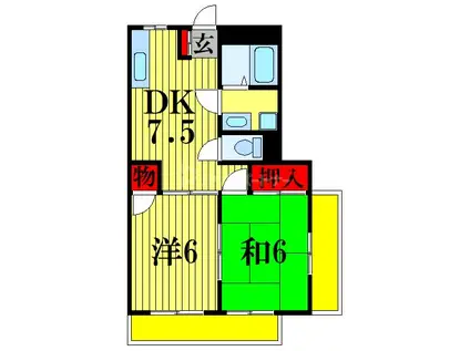 島根ハイツ(2DK/2階)の間取り写真