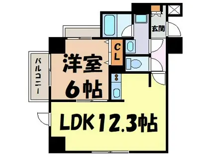 P-SQUARE SHUMOKU(1LDK/6階)の間取り写真