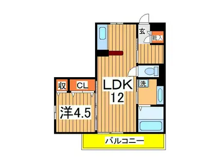 グランドゥール3(1LDK/1階)の間取り写真