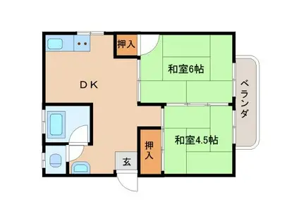 井本アパート(2DK/2階)の間取り写真