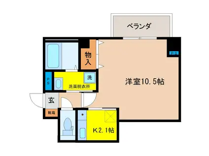 マンション宿郷 II(1K/2階)の間取り写真