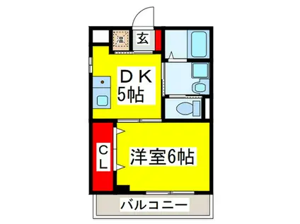 インフィールドII(1DK/4階)の間取り写真