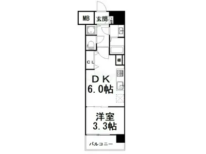 THE GARNET MILLENNIUM KYOTO九条烏丸(1DK/2階)の間取り写真