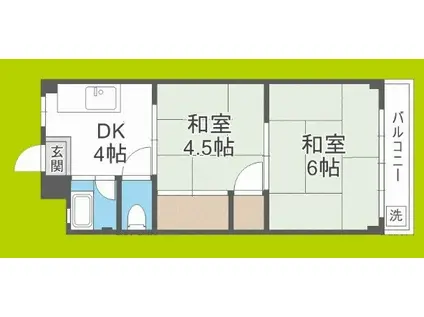 住吉清川マンション(2DK/3階)の間取り写真
