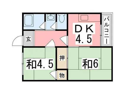 寿ハイツ(2DK/1階)の間取り写真