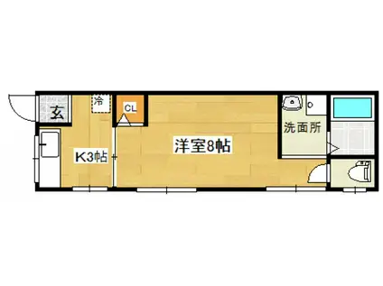 鶴原ワンルームアパート(1K/2階)の間取り写真
