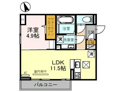 D-ROOM女池上山(1LDK/1階)の間取り写真