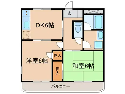 松本ノーサンマンション(2DK/1階)の間取り写真