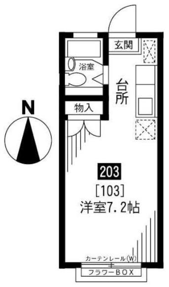 エステートピアU(ワンルーム/2階)の間取り写真