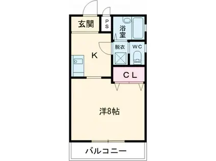 レインボウハイム(1K/1階)の間取り写真