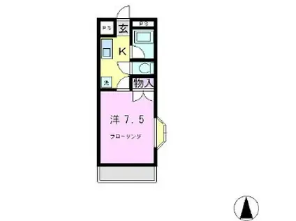 リバーサイドマンションPATATA(1K/3階)の間取り写真