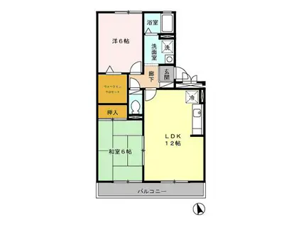 リバーフィールドII(2LDK/3階)の間取り写真