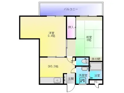山本マンション(2DK/3階)の間取り写真