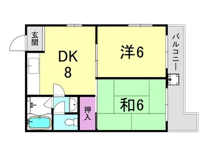 サンフローレ千代ヶ丘(2DK/2階)の間取り写真