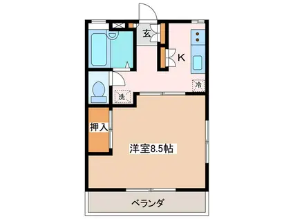 クロックパレス(1K/2階)の間取り写真