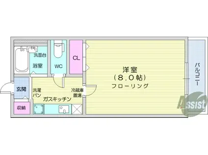 CASA茉莉花1(1K/1階)の間取り写真