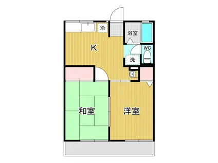 シティハイム ウィング(2DK/2階)の間取り写真