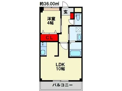 クレールメゾン浅川(1LDK/1階)の間取り写真