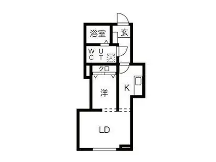 メリディアン多賀城笠神壱番館(1LDK/1階)の間取り写真