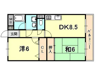 レジデンス松栄(2LDK/3階)の間取り写真