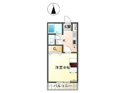 プレステージ1107(1K/2階)の間取り写真