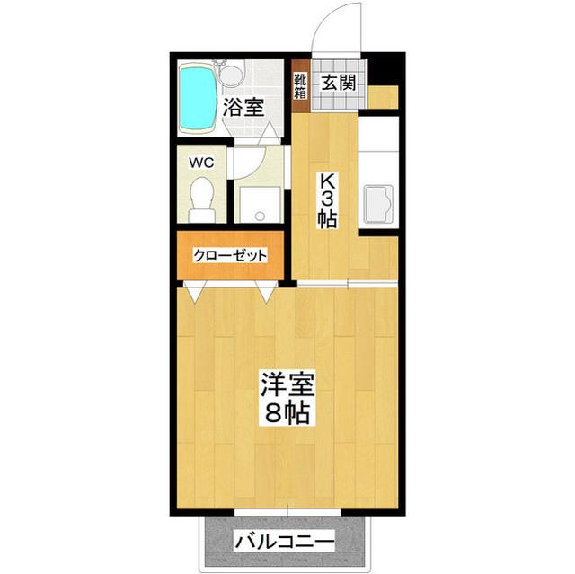 ラフォーレ3たかつのおか(1K/1階)の間取り写真