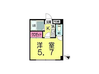 ペパンシェソワ(1K/2階)の間取り写真