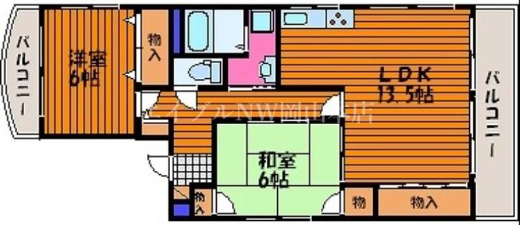サンハイム岡町(2LDK/2階)の間取り写真