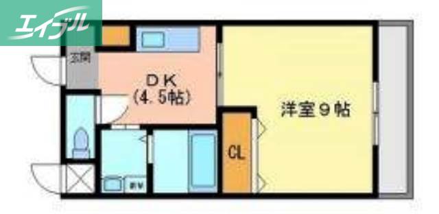 コザックス(1DK/3階)の間取り写真