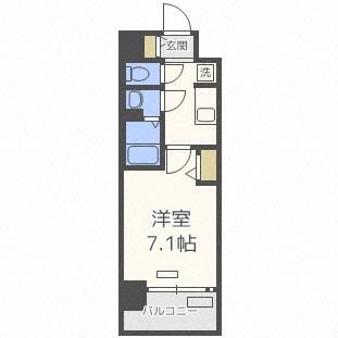 ファステート難波ウエストパーク(1K/9階)の間取り写真