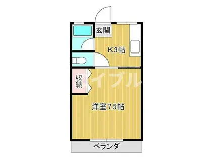 シティハイム春日II(1K/2階)の間取り写真
