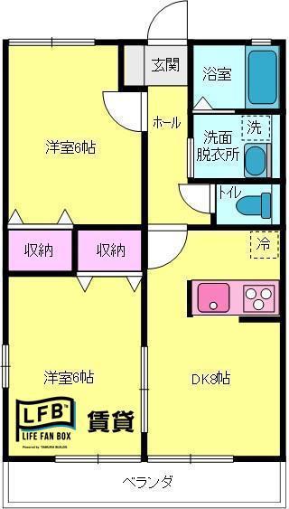 レジデンス牟礼南A棟(2DK/1階)の間取り写真
